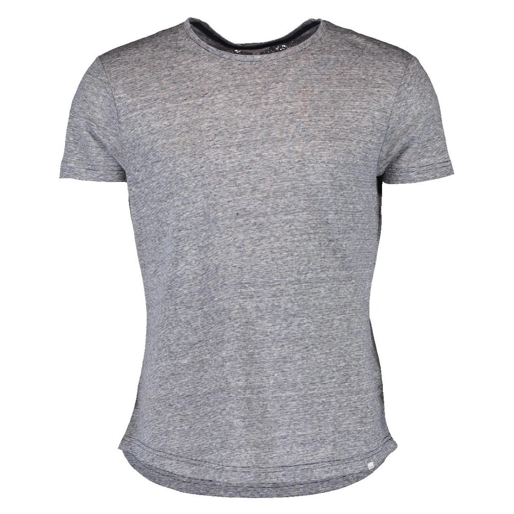 Orlebar Brown T-Shirt Navy White Linen Stripe Slim Fit / Men's XXL